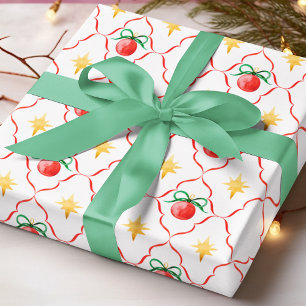 Koketten roten Schleifen-Christstern-Muster Geschenkpapier