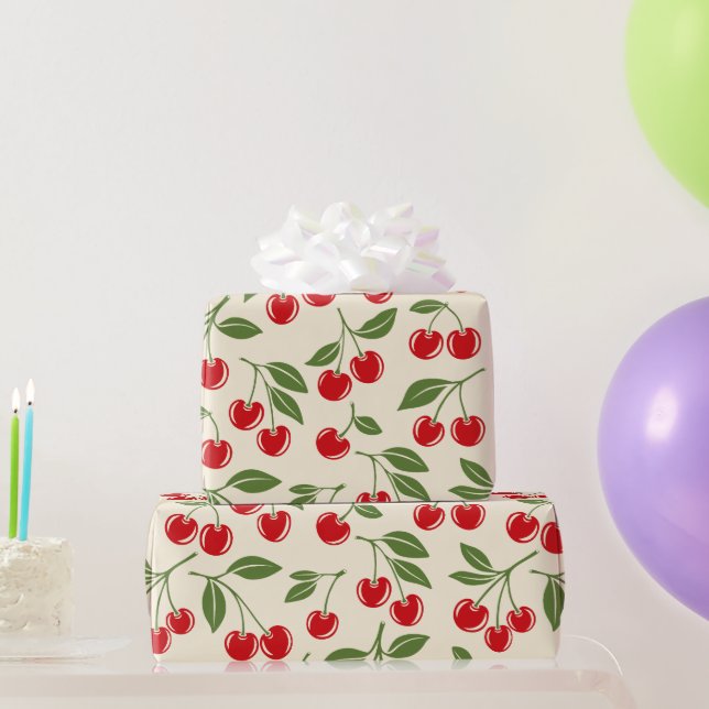 Koketten roten Süßkirschmuster Geschenkpapier (Partygeschenke)