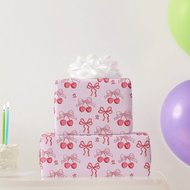 Koketten roten Süßkirschmuster Geschenkpapier (Partygeschenke)