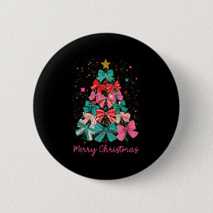 Koketten-Schleife-Frohe-Weihnachten-Xmas-Baum-Fami Button