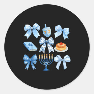 Koketten-Schleife-Hanukkah-Chanukah-Pyjama-Latke-j Runder Aufkleber