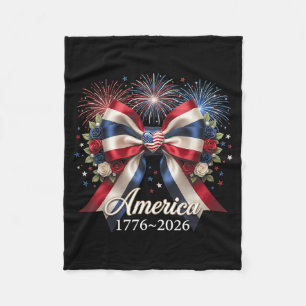 Koketten-Schleife USA Herz 1776 2026 4. Juli 250.  Fleecedecke