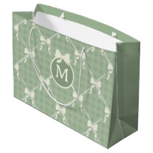 Koketten Schleifen Gingham Monogramm Creme Salbei 