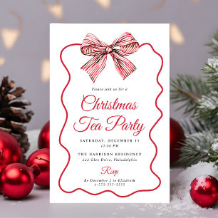 Koketten-Schleifen-Weihnachts-Teeparty Einladung