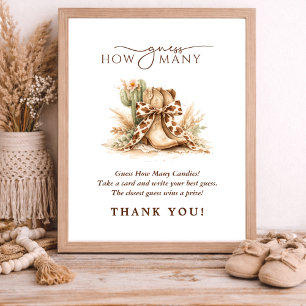 Koketten Western-Baby-Shower-Ratspiel-Schild Poster