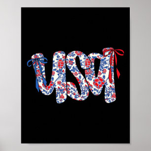 Koketter Bogen 4. Juli USA Floral USA für Frauen Poster