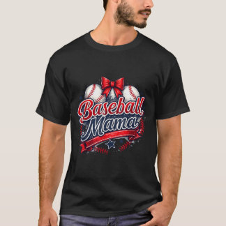 Koketter Bogen Baseball Mama Spieltag Mama Sport T-Shirt