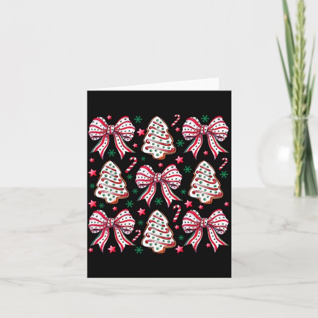 Koketter Bogen Baum Kuchen Zuckerrohr Frohe Weihna Karte (Vorderseite)