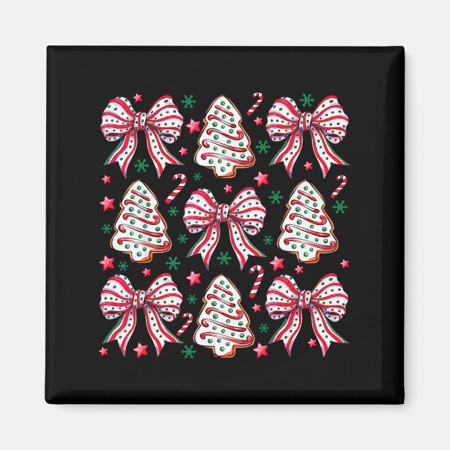 Koketter Bogen Baum Kuchen Zuckerstange Frohe Weih Magnet (Vorne)