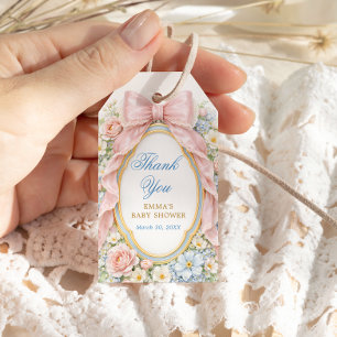 Koketter Bogen Blüten Babyparty Dankeschön Geschenkanhänger