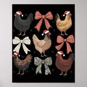 Koketter Bogen Lustiges Huhn Weihnachten Bauernhof Poster