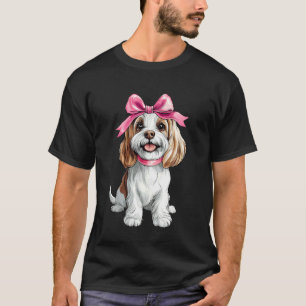Koketter Bogen Malteser-Hundemama Mädchen Rosa Mut T-Shirt