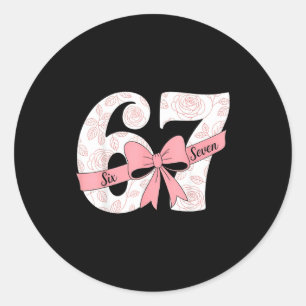 Koketter Bogen Nummer 67 Meme Nk Floral  Runder Aufkleber