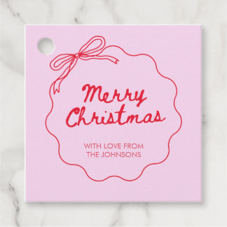 Koketter Bogen rosa rot Weihnachten modern süß Geschenkanhänger