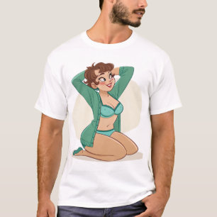 Koketter Cartoon Lehrer - Retro Pop Art Design. T-Shirt