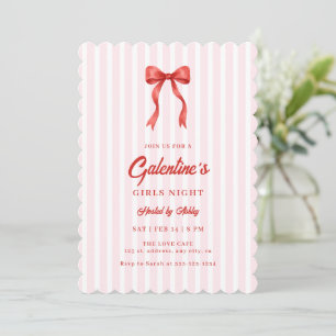 Koketter Schleifen-Rot-Rosa-Galentine-Party Einladung