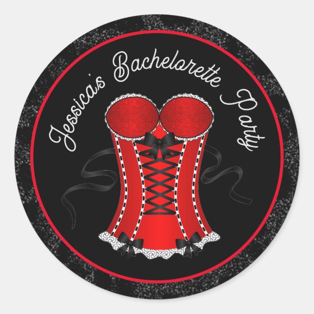 Kokettes Rotkorsett Runder Aufkleber (Vorderseite)