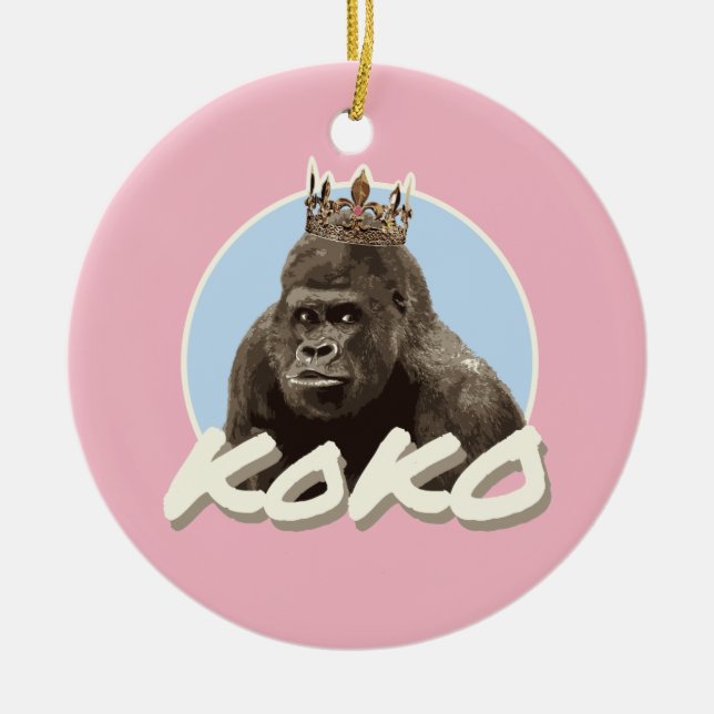 Koko die Gorilla-tragende Krone Keramik Ornament (Vorne)