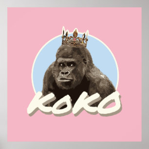 Koko die Gorilla-tragende Krone Poster