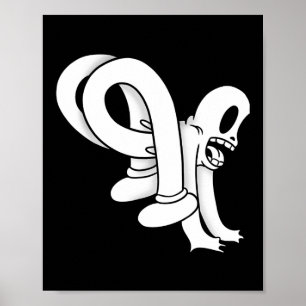 Koko The Clown Ghost Twisty Blackwork Poster