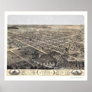 Kokomo, IN panoramischer Karte - 1868 Poster