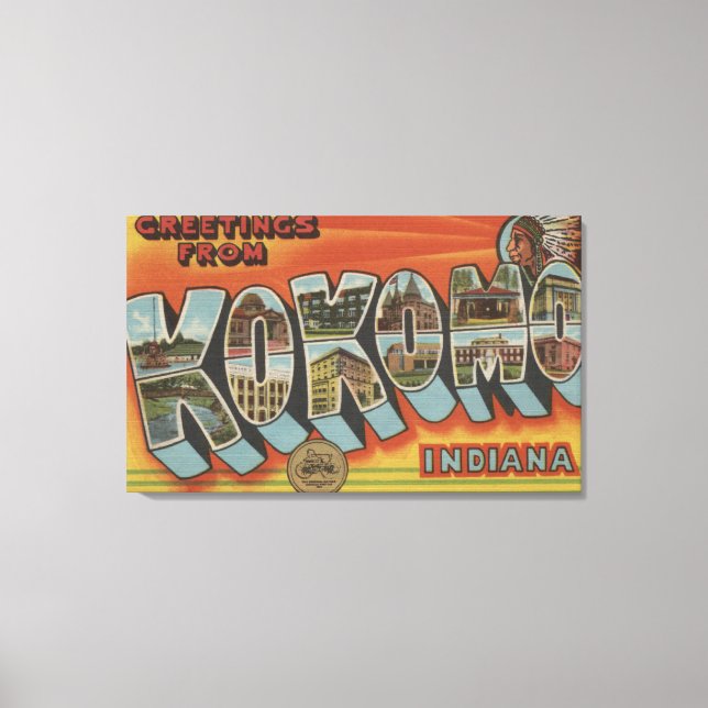 Kokomo, Indiana - Große Buchstabenszenen Leinwanddruck (Vorderseite)