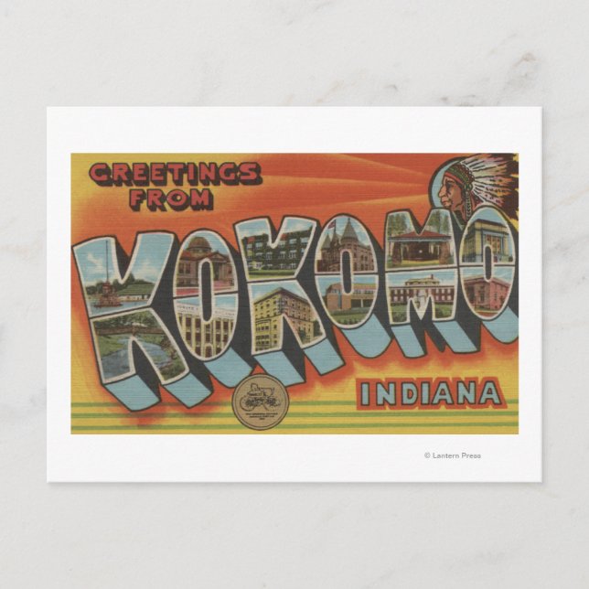Kokomo, Indiana - Große Buchstabenszenen Postkarte (Vorderseite)
