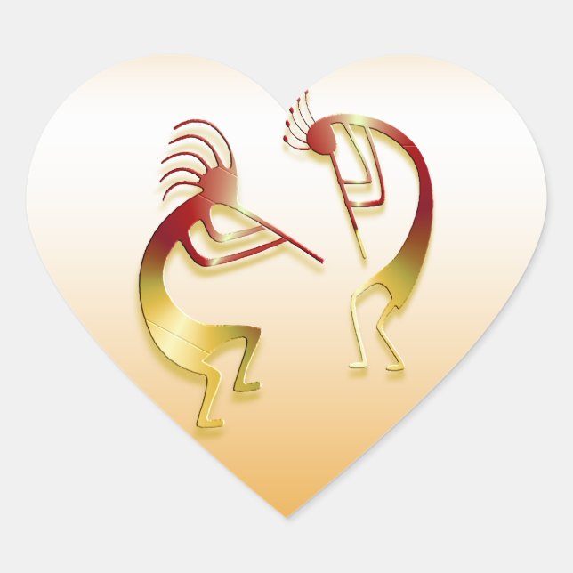 Kokopelli #40 Herz-Aufkleber (Vorderseite)