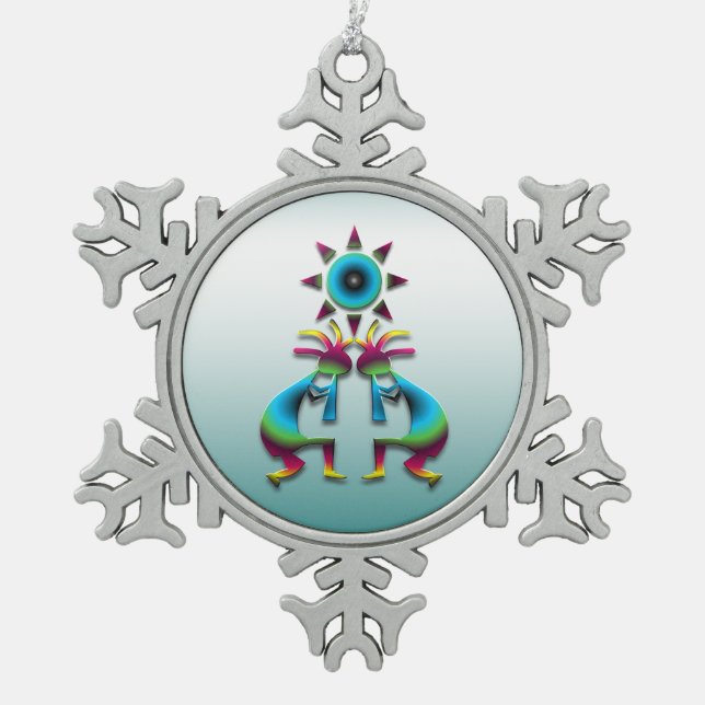 Kokopelli #41 schneeflocken Zinn-Ornament (Vorderseite)