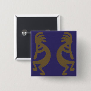 Kokopelli-Abbildung: grün auf blau Button