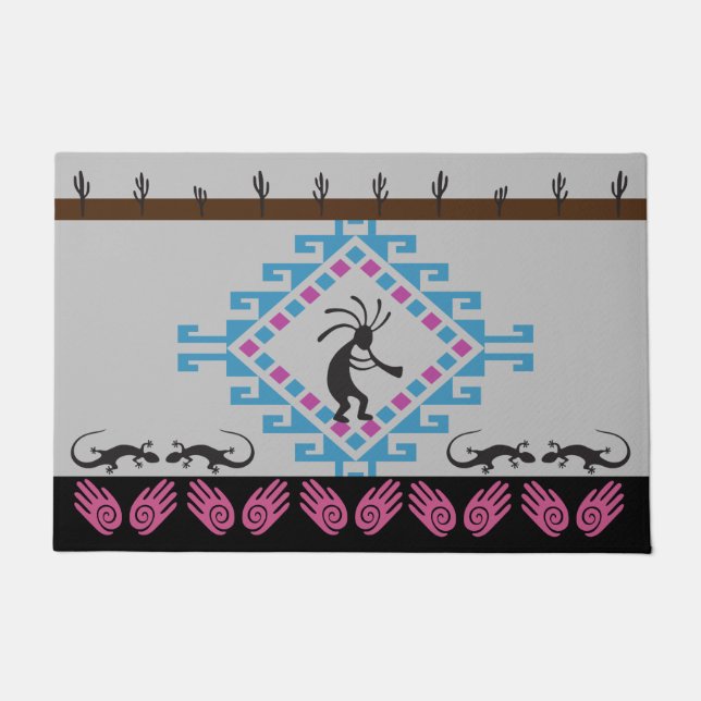 Kokopelli Amerikanische Ureinwohner Southwest Door Fußmatte (Vorderseite)