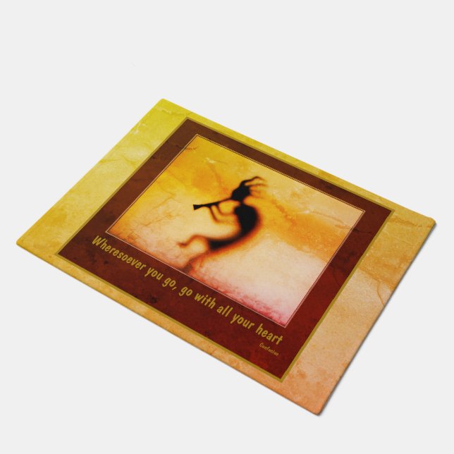 Kokopelli Attitude Konfuzius Zitat Inspiration Fußmatte (Schrägansicht)