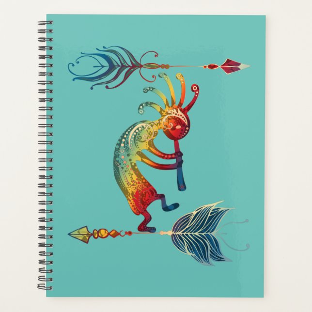 Kokopelli, Autochtone Américain, Avec Deux Plumes  (Devant)