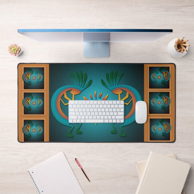 Kokopelli avec Sun Turquoise Design 3 (Bureau 1)