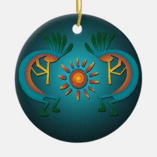 Kokopelli avec Sun Turquoise Design ornement de No