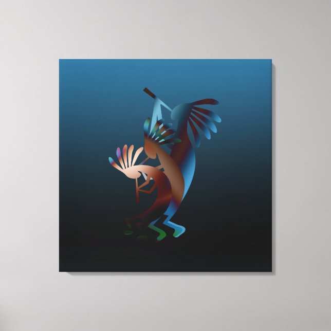 Kokopelli Blues Music 28.5"x28.5" Leinwanddruck (Vorderseite)