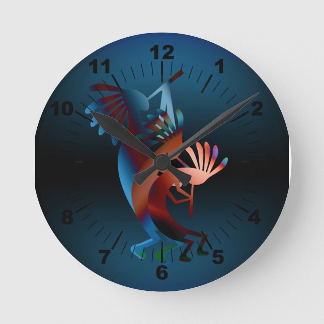 Kokopelli Blues Music 2 Runde Wanduhr (Vorderseite)