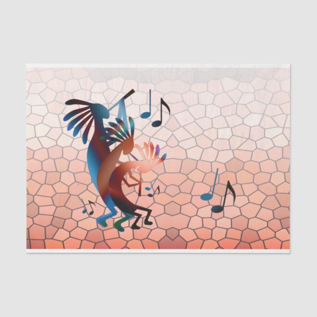 Kokopelli Blues Music 2 Sunset Decoupage Seidenpapier (Vorderseite)