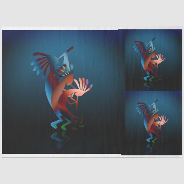 Kokopelli Blues Set Decoupage Seidenpapier (Vorderseite)