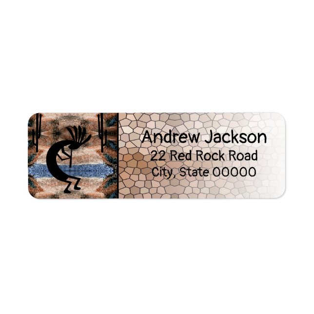 Kokopelli Brown Landscape Return Address Label (Vorne)