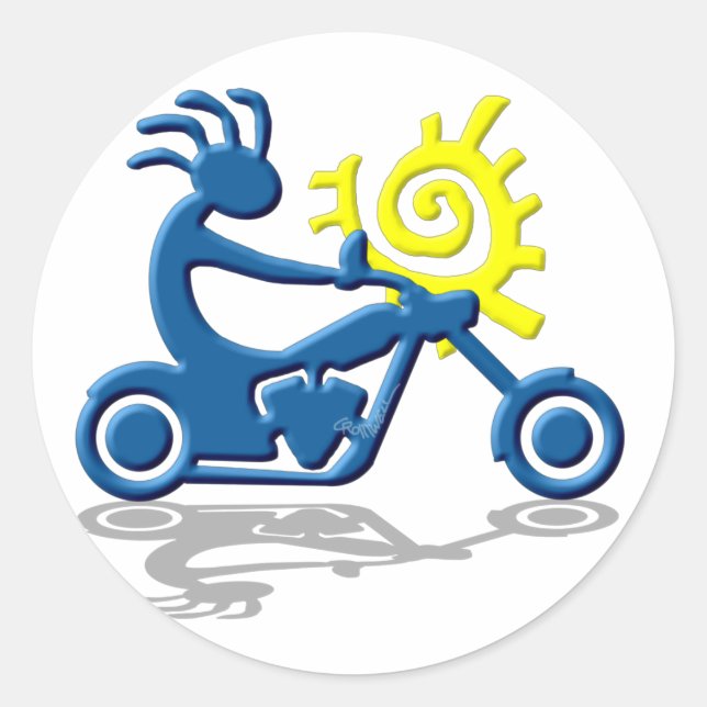 Kokopelli Chopper Runder Aufkleber (Vorderseite)
