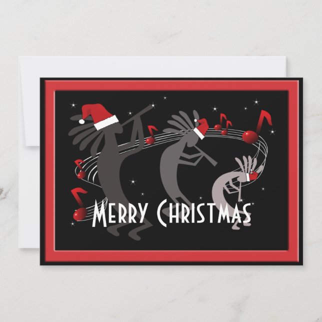 Kokopelli Christmas Flat Grußkarte Feiertagskarte (Vorderseite)