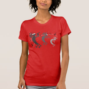 Kokopelli Christmas Ladys Red T-Shirt