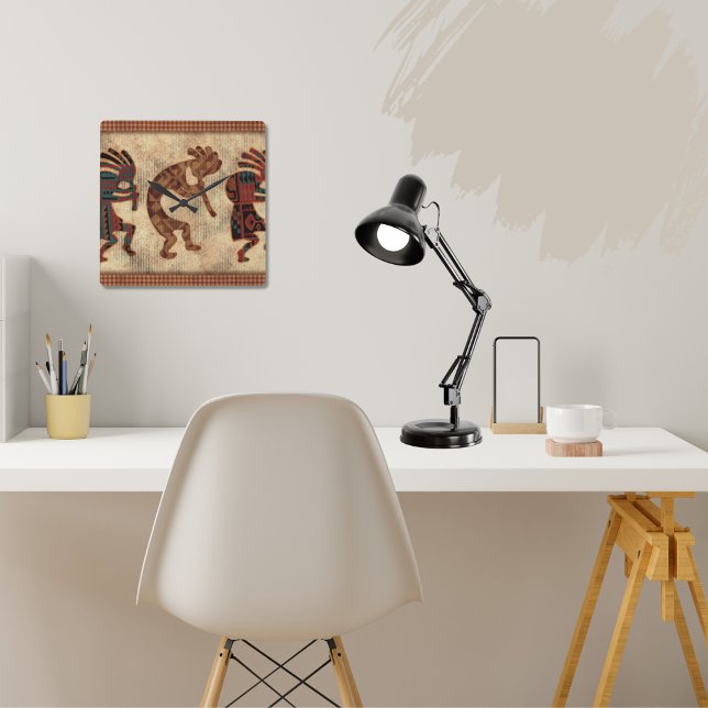 Kokopelli Clock Southwestern Decor Quadratische Wanduhr (Von Creator hochgeladen)