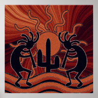Kokopelli Cuctus Desert Sun Southwest Motif