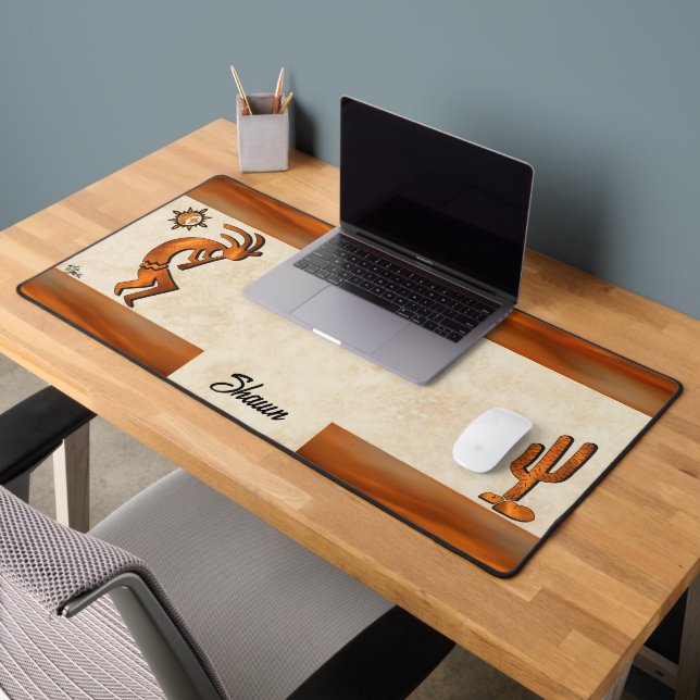 Kokopelli, Cuivre Du Sud-Ouest Et Cactus (Bureau 2)