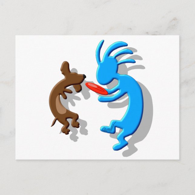 Kokopelli Dackel Dog Postkarte (Vorderseite)
