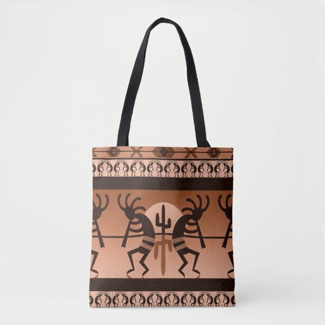 Kokopelli Desert Sun Cactus Southwest Pattern Tasche (Vorderseite)