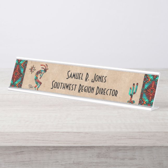 Kokopelli Desk Name Plate Schreibtischnamensplakette (Vorderseite )
