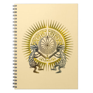 Kokopelli Duo - Mann im Labyrinth - Sonne 1 Notizblock